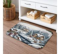 Winter Wonderland - Tappetino da bagno ad asciugatura rapida, motivo: pupazzo di neve, assorbente, antiscivolo, decorativo, in flanella, lavabile, per bagno, WC, 40,6 x 61 cm