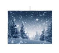 Winter Wonderland - Tappetino scolapiatti assorbente per bancone della cucina, foresta innevata, in microfibra, per bancone della cucina, protezione per le vacanze, 45,7 x 61 cm