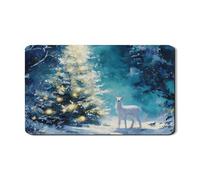 Winter Wonderland - Tappetino scolapiatti per bancone della cucina, in gomma assorbente, motivo: cervi, foresta innevata, tappetino scolapiatti in pelle sintetica per proteggere la cucina, 30,5 x 50,8