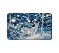 Winter Wonderland - Tappetino scolapiatti per bancone della cucina, in gomma assorbente, motivo: cervi, foresta innevata, tappetino scolapiatti in pelle sintetica per cucina, 30,5 x 50,8 cm