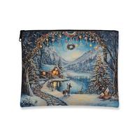 Winter Wonderland - Trousse da viaggio artistica con paesaggio innevato, borsa da viaggio per donne, organizer portatile in tela con cerniera, borsa da toeletta per le vacanze, 17,8 x 22,9