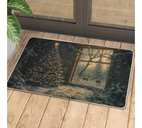 Winter Wonderland Zerbino di Natale con scena innevata blu per interni ed esterni, gomma antiscivolo lavabile per ingresso festivo, 73,6 x 43,2 cm