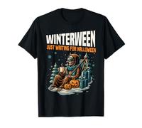 Winterween Just Waiting for Halloween Natale Divertente Maglietta