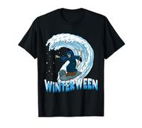 Winterween Winter Halloween Christmas Skeleton Snowboard Maglietta