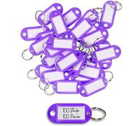 WINTEX Portachiavi con Targhette - 100 Porta Chiavi in Plastica Resistente - Etichette per Chiavi Colorate - per Organizzazione Viaggi Animali Domestici - Viola