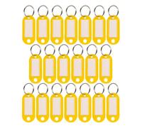 WINTEX Portachiavi con Targhette - 20 Porta Chiavi in Plastica Resistente - Etichette per Chiavi Colorate - per Organizzazione Viaggi Animali Domestici - Giallo