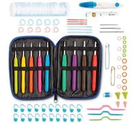 WINTEX set di uncinetti da 78 pezzi, uncinetti con manico ergonomico, di diverse dimensioni, con accessori, kit con astuccio, per tutti i tipi di lana, aghi da ricamo