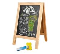 Wintfarm Lavagna in ardesia da scrivere, con supporto in legno, 25 x 40 cm, piccola lavagnetta da appendere, lavagna da cucina con gesso per bar e cucina