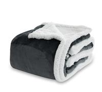 Winthome Coperta Calda e Spessa, Plaid Divano Morbida Soffice, Coperte Invernale Design a Doppio Strato, Pelosa Sherpa Flanella, Blanket Natalizia Adatta a Bambini e Adulti (Grigio, 130x170cm)
