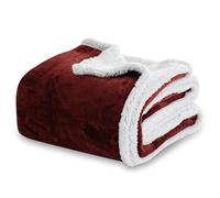 Winthome Coperta Calda e Spessa, Plaid Divano Morbida Soffice, Coperte Invernale Design a Doppio Strato, Pelosa Sherpa Flanella, Blanket Natalizia Adatta a Bambini e Adulti (Rosso vino, 130x170cm)