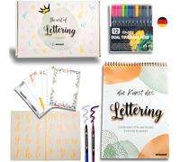 Winund Kit di Lettering per Ragazze e adulto - Include un lettering kit, libri per imparare a disegnare con brush pen e calligrafia creativa, regalo bambina 10 anni (DEUTSCH)