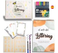Winund Kit di Lettering per Ragazze e adulto - Include un lettering kit, libri per imparare a disegnare con brush pen e calligrafia creativa, regalo bambina 10 anni (ESPAÑOL)