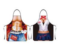 Winwild 2Pcs Sexy Cooking Apron Ladies Gents Set Funny Kitchen Apron Creative Barbecue Apron Christmas come regalo Barbecue per le donne uomini