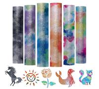 Winwild 6 pezzi plotter foil tessile glitter tie-dyeing flex foil plotter tessile trasferimento di calore vinile 30,5 * 20 cm PU trasferimento foil plotter foil vinile per tessuti, fai da te, tessuti