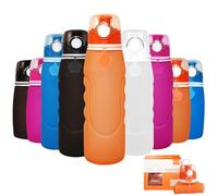 Winwild Borraccia Pieghevole Silicone 1000 ml,Funzionamento Pulsante,Ultraleggera Prova Perdite,Borraccia Pieghevole Sport,Attività All'Aperto,Ciclismo,Borracce (Arancione)