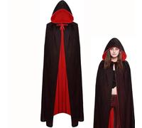 Winwild Mantello di Halloween Vampiro Donna Rosso Nero con Cappuccio 140CM/160CM Costume da Vampiro Adulto Mantello da Vampiro Costume di Carnevale di Halloween