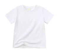 WINWUQB T-shirt da bambina tinta unita a maniche corte magliette sportive a girocollo abbigliamento di base maglietta per bambini grandi, bianco, 3-4 Anni
