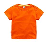 WINWUQB, t-shirt per bambine, tinta unita, a maniche corte, top sportivi, girocollo, t-shirt basic, t-shirt per bambini grandi, 4-5 Anni