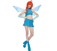 Winx Club Costume da donna Bloom Top e gonna con un paio di ali Cosplay Outfit (Small)