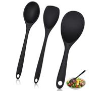 WINXMIN 3 Tipos spatole e cucchiai in silicone,Raschietto da cucina antiaderente senza cuciture resistente al calore con bordo flessibile per mescolare e agitare,Senza BPA,Nero