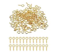 WINXMIN 300 occhielli a vite, piccole viti con occhielli, mini occhielli a vite, in acciaio inox, piccoli perni a occhiello, viti a occhiello per ciondoli, perle, creazione di gioielli (oro)