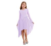 winying Abito da ragazza, a maniche lunghe, per il tempo libero, per bambini, per la comunione, lavanda, 122-128 cm