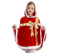winying Bambina Principessa Mantello Natale Santa Mantello Vestito Da Neve Inverno Vestito di Velluto Cappotto di Natale Costume Rosso 170