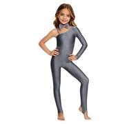 winying Bambini Zaino Strass Lucenti Con Coda Unitard Gato La Danza Unitard Maniche Lunghe Singolo Abbigliamento Gato Pilota Cosplay Grigio 9-10 anni