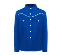 winying Camicie da cowboy a maniche lunghe, con colletto rovesciato, stile occidentale, costume da carnevale, colore blu 110-116