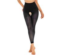 winying Collant da donna Ouvert trasparente, leggings elasticizzati, aperti sul cavallo, in nylon, per erotici, Tipo A Nero, Taglia unica