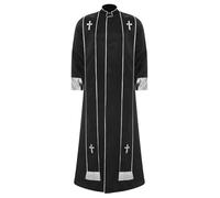 winying Costume da sacerdote da uomo, Halloween, parroco, monaco, predicatore, a maniche lunghe, per cosplay, carnevale, feste a tema, nero, S
