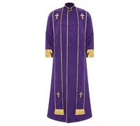 winying Costume da sacerdote da uomo, Halloween, parroco, monaco, predicatore, a maniche lunghe, per cosplay, carnevale, feste a tema, viola, XL
