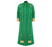 winying Costume da sacerdote da uomo, Halloween, parroco, monaco, predicatore, a maniche lunghe, per cosplay, carnevale, festa a tema, verde, XXL