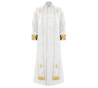 winying Costume da sacerdote da uomo, Halloween, parroco, monaco, predicatore, a maniche lunghe, per cosplay, carnevale, feste a tema, colore bianco, S