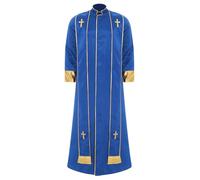 winying Costume da sacerdote da uomo, Halloween, parroco, monaco, predicatore, a maniche lunghe, per cosplay, carnevale, feste a tema, blu reale, M