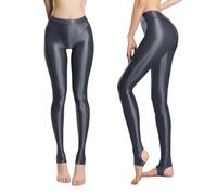winying Donna Collant con Staffe Collant Olio Lucido Brillanti E Opachi Morbido E Liscio Uomo Compressione Uomo Bianche Colore Umido Workout Grigio Scuro L