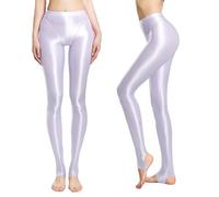 winying Donna Collant con Staffe Collant Olio Lucido Brillanti E Opachi Morbido E Liscio Uomo Compressione Uomo Bianche Colore Umido Workout Bianco L