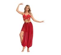 winying Donna Costumi Di Danza Del Ventre Indiani E Arabi Abito Stile Arabo | Set Pantaloni Harem Con Spacco Laterale,Di 2 Pezzi,Costume Per Festa A Tema,Discoteca,Carnevale,Party,Flapper Anni 20