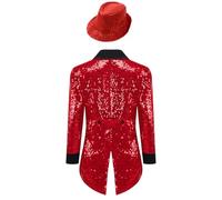 winying Giacche Sequine Bambini Giacca Elegante Ragazzo Blazer con Paillette Abito Mago Piccoli Set Il Gioco Ruolo Mago Abito Nero Battesimo Rosso 13-14 Anni