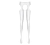 winying Leggings da donna lucidi Ouvert Collant aperto cavallo Pantyhose Stretch Bodystocking Tights Sexy biancheria intima erotica lingerie sexy, Bianco A., M
