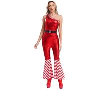 winying Mrs Santa Claus - Costume da donna natalizio, senza maniche, a olio, con brillantini, per feste, colore rosso, M