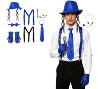 winying Set Cappello Accessori Il Cosplay Ballo Della Superstar Del Rock Blu reale Taglia unica