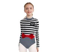 winying Tuta da bambina prigioniera prigioniera detenuta costume a maniche lunghe monopezzo tuta carnevale travestimento grigio argento 146-152