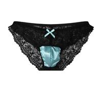winying Uomo Mutande per Uomini Slip Pizzo Tanga Travestimento G String Lucido E Brillante Slip Lingerie Calzini per Gay Date Night Blu Taglia Unica