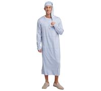 winying Vestaglia Uomo Islamico Medioevo Lungo Thobe Jalabiya con Cappello A Strisce Henly Thobe Abbigliamento Arabo, Tipo C., L