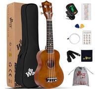 Winzz Ukulele Soprano Legno, Ukulele Bambini, Adulti 21 Pollici, Principianti Kit con 9 Accessori, Scuola Media (Colore: Marrone)