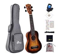 Winzz Ukulele Soprano Legno, Ukulele Bambini Adulti Principianti 21 Pollici, Ukulele Scuola Media Kit, 8 Accessori con Accordatore, Custodia, Tracolla, Corde (Colore Unico: Marrone)