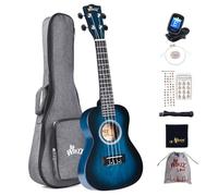 Winzz Ukulele Soprano per Bambini e Adulti Kit per Principianti con 6 Accessori, Design Colore Unico (blu vintage, 58,4 cm - Concerto)