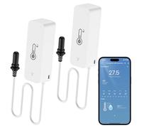 WIOONI Termometro Wi-Fi igrometro interno esterno, sensore di temperatura WiFi con sensore esterno e app Tuya/Smart Life per piscina, stagno, acquario, serra, frigorifero, terrario, confezione da 2