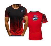 WIOSEN Camicie da corsa da uomo T-shirt sportive Dry-Fit Top per MV Agusta Stampa Maschile Comfort Allenamento Manica corta Traspirazione dell'umidità T-shirt da ginnastica Abbigliamento, Red-Adult M